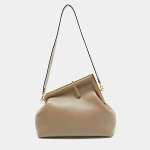 Pre Owned Fendi Beige Leather Medium First Shoulder Bag