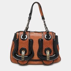 Fendi Black/Brown Patent and Leather B Shoulder Bag