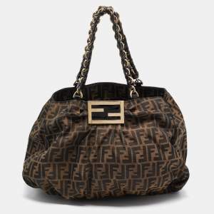 Fendi Tobacco Zucca Canvas Large Mia Shoulder Bag