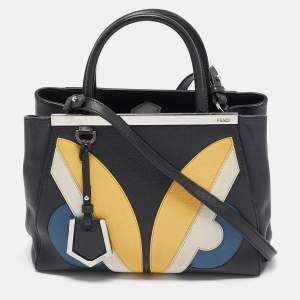 Fendi Black Leather Monster Petite Sac 2jours Tote