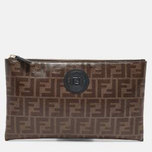 Fendi Tobacco Zucca Coated Canvas FFreedom Pouch