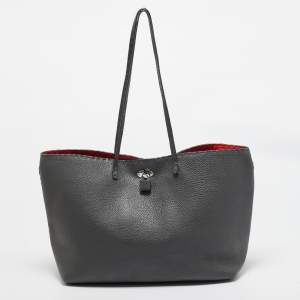 Pre Owned Fendi Grey Selleria Leather Medium Carla Tote