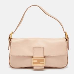 Pre Owned Fendi Blush Pink Leather Baguette Bag