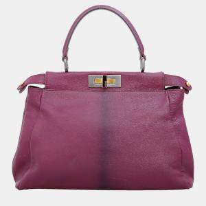 Fendi Purple Leather Regular Peekaboo Bag 