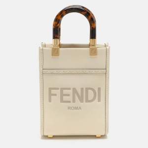 Fendi Cream Leather Mini Sunshine Tote