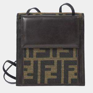 Fendi Brown Zucca Pattern Shoulder Wallet Bag