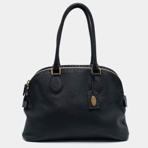 Fendi Black Selleria Leather Double Zip Satchel