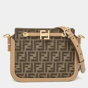 Fendi Tobacco/Beige Zucca Canvas and Suede Touch Shoulder Bag