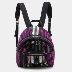 Fendi Black/Purple Nylon Karl Beaded Backpack