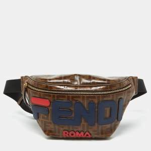 Fendi x Fila Brown Zucca Coated Canvas Mania Belt Bag