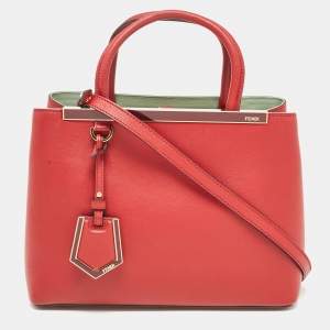 Pre Owned Fendi Red Leather Petite Sac 2jours Tote