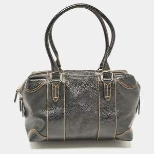 Pre Owned Fendi Black Leather Bauletto Boston Bag