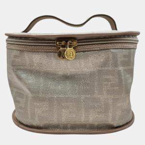 Fendi Vintage Gold Canvas Zucca Vanity Bag