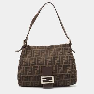 Pre Owned Fendi Tobacco Zucca Canvas and Leather Mama Baguette Bag