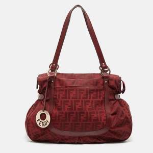 Fendi Red Zucca Canvas and Leather Chef Shoulder Bag