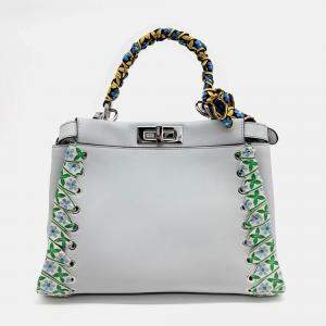 Fendi Blue Leather Peekaboo Regular Bag