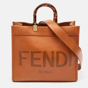 Fendi Brown Leather Medium Sunshine Shopper Tote
