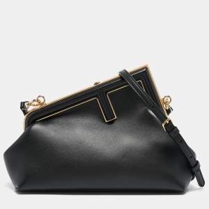 Fendi Black Leather Small First Clutch Bag