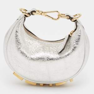 Fendi Silver Leather Nano Fendigraphy Hobo