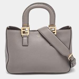 Pre Owned Fendi Grey Leather Gloria Tote