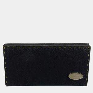 Fendi Dark Brown Selleria Leather Continental Wallet