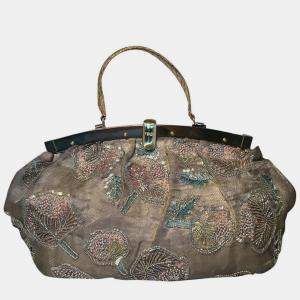 Fendi Sheer Silk Organza Hand Beaded Floral Embroidered Tote bag
