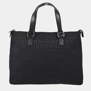 Fendi Black Zucchino Canvas Tote Bag