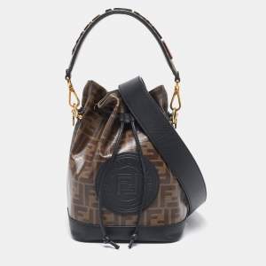 Pre Owned Fendi Brown FF Coated Canvas Grande Mon Tresor Bucket Bag
