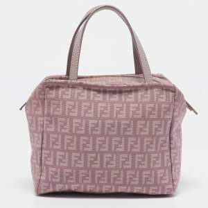 Fendi Purple Zucchino Canvas and Leather Satchel
