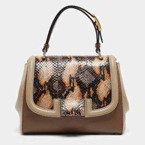 Fendi Multicolor Leather and Python Silvana Top Handle Bag
