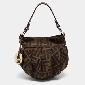 Pre Owned Fendi Tobacco Zucca Canvas Mini Chef Hobo