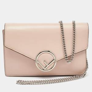 Fendi Blush Pink Leather F is Fendi Medium Envelope Wallet On Chain