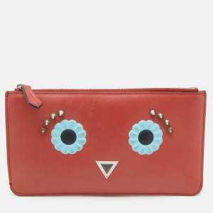 Fendi Brick Leather Zip Pouch