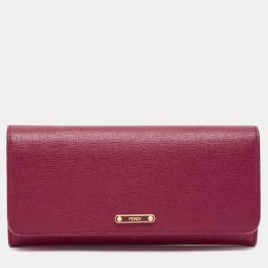 Fendi Magenta Leather Crayons Continental Wallet