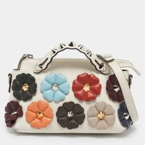 Pre Owned Fendi Multicolor Leather Mini By The Way Studded Flower Crossbody Bag            
