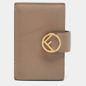 Fendi Beige Leather FF Accordion Card Case