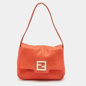 Fendi Orange Nubuck Leather Mama Baguette Bag