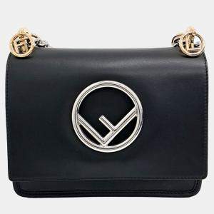 Fendi Black Leather Can Eye F Small Bag