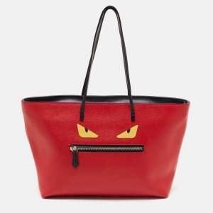 Fendi Red Leather Monster Roll Tote