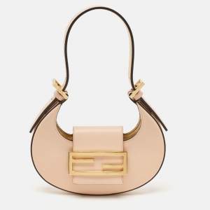 Pre Owned Fendi Peach Leather Mini Cookie Bag