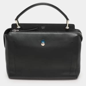 Fendi Black Leather Dotcom Top Handle Bag