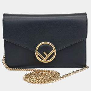 Fendi Black Leather Can I F Mini Crossbody Bag