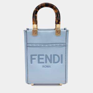 Fendi Blue Leather Sunshine Mini Crossbody Bag