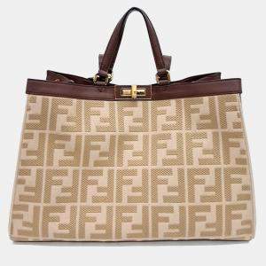 Fendi Beige Brown Fabric Peekaboo X Medium bag