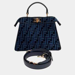 Fendi Navy Blue Fabric Peekaboo I SEE U Small bag