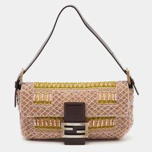 Fendi Multicolor Beads and Leather Baguette Bag