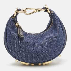 Fendi Blue Denim Nano Fendigraphy Hobo