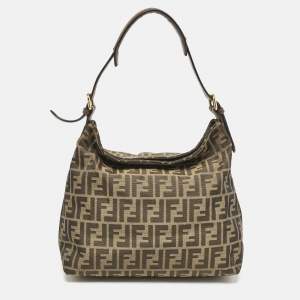 Fendi Tobacco Canvas and Leather Small Hobo