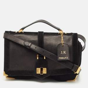 Fendi Black Leather and Suede Classico No.1 Top Handle Bag