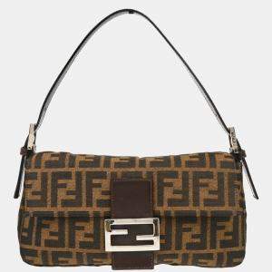 Fendi Brown Zucca Baguette Handbag 
